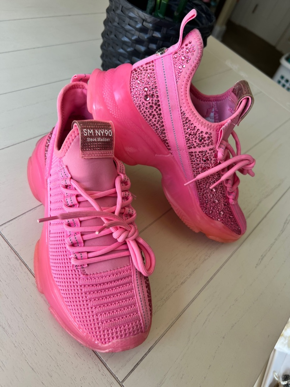 Steve Madden Pink Sparkle Trainer Sneakers